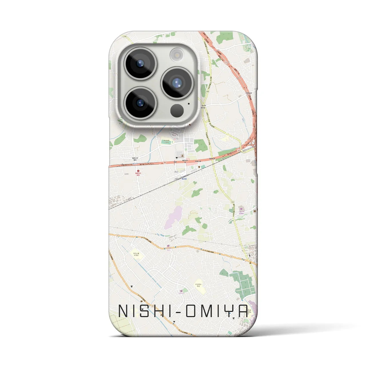 【西大宮】地図柄iPhoneケース（バックカバータイプ・ナチュラル）iPhone 15 Pro 用