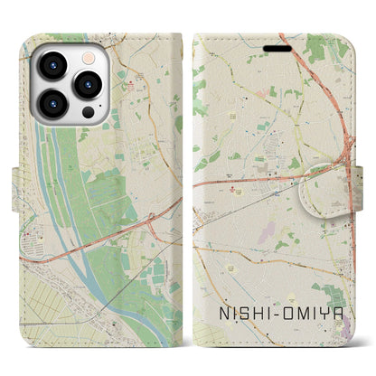 【西大宮（埼玉県）】地図柄iPhoneケース（手帳タイプ）ナチュラル・iPhone 13 Pro 用