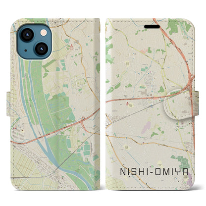 【西大宮（埼玉県）】地図柄iPhoneケース（手帳タイプ）ナチュラル・iPhone 13 用