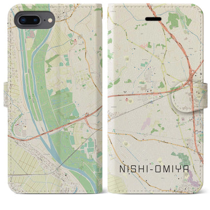 【西大宮（埼玉県）】地図柄iPhoneケース（手帳タイプ）ナチュラル・iPhone 8Plus /7Plus / 6sPlus / 6Plus 用