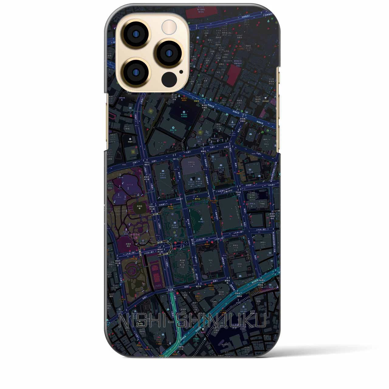 【西新宿】地図柄iPhoneケース（バックカバータイプ・ブラック）iPhone 12 Pro Max 用