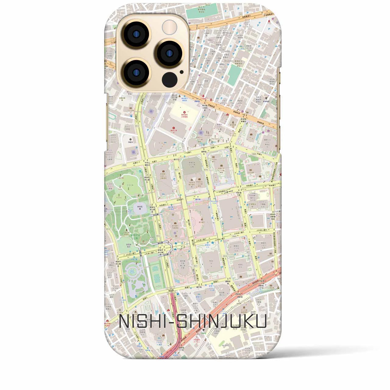 【西新宿】地図柄iPhoneケース（バックカバータイプ・ナチュラル）iPhone 12 Pro Max 用