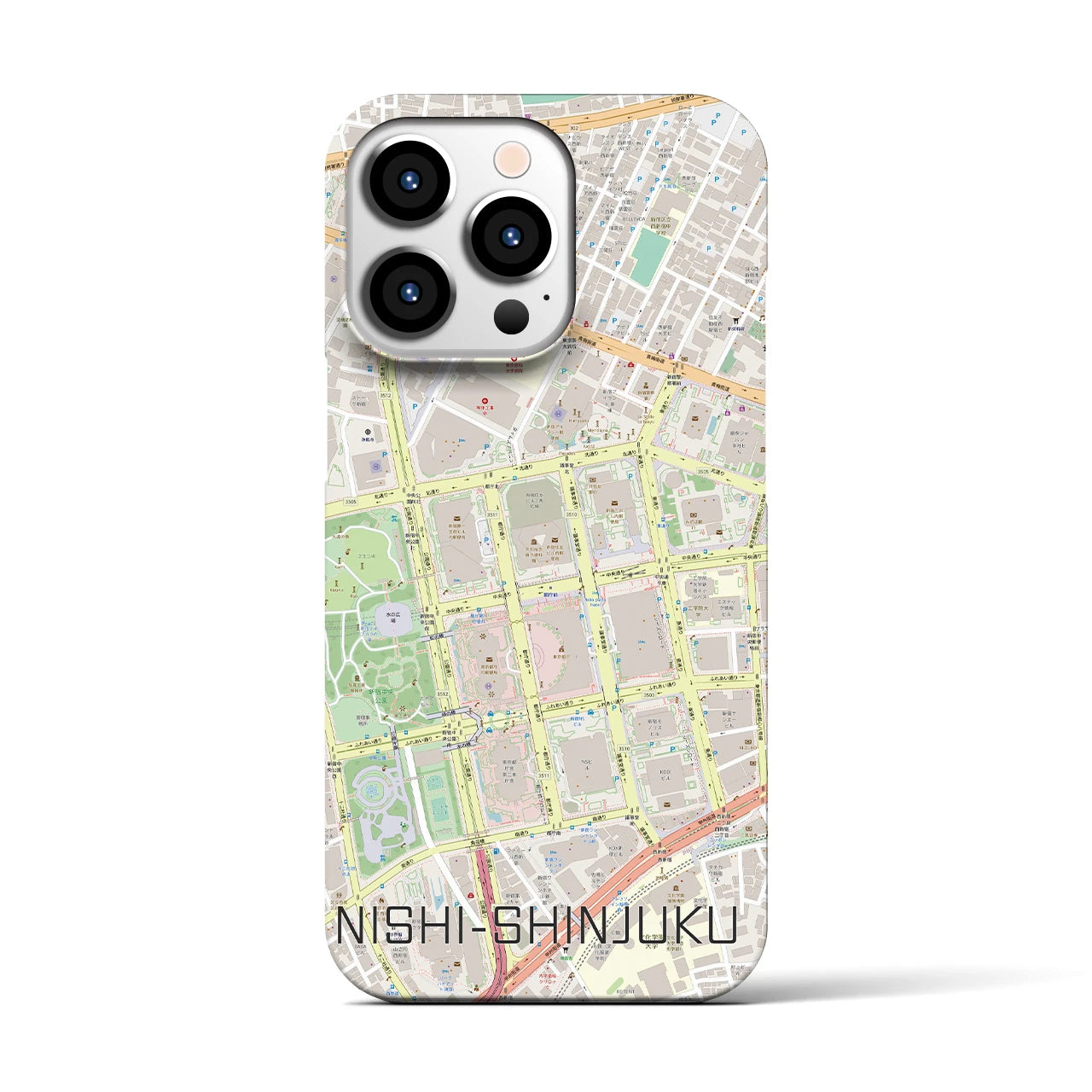 【西新宿】地図柄iPhoneケース（バックカバータイプ・ナチュラル）iPhone 13 Pro 用