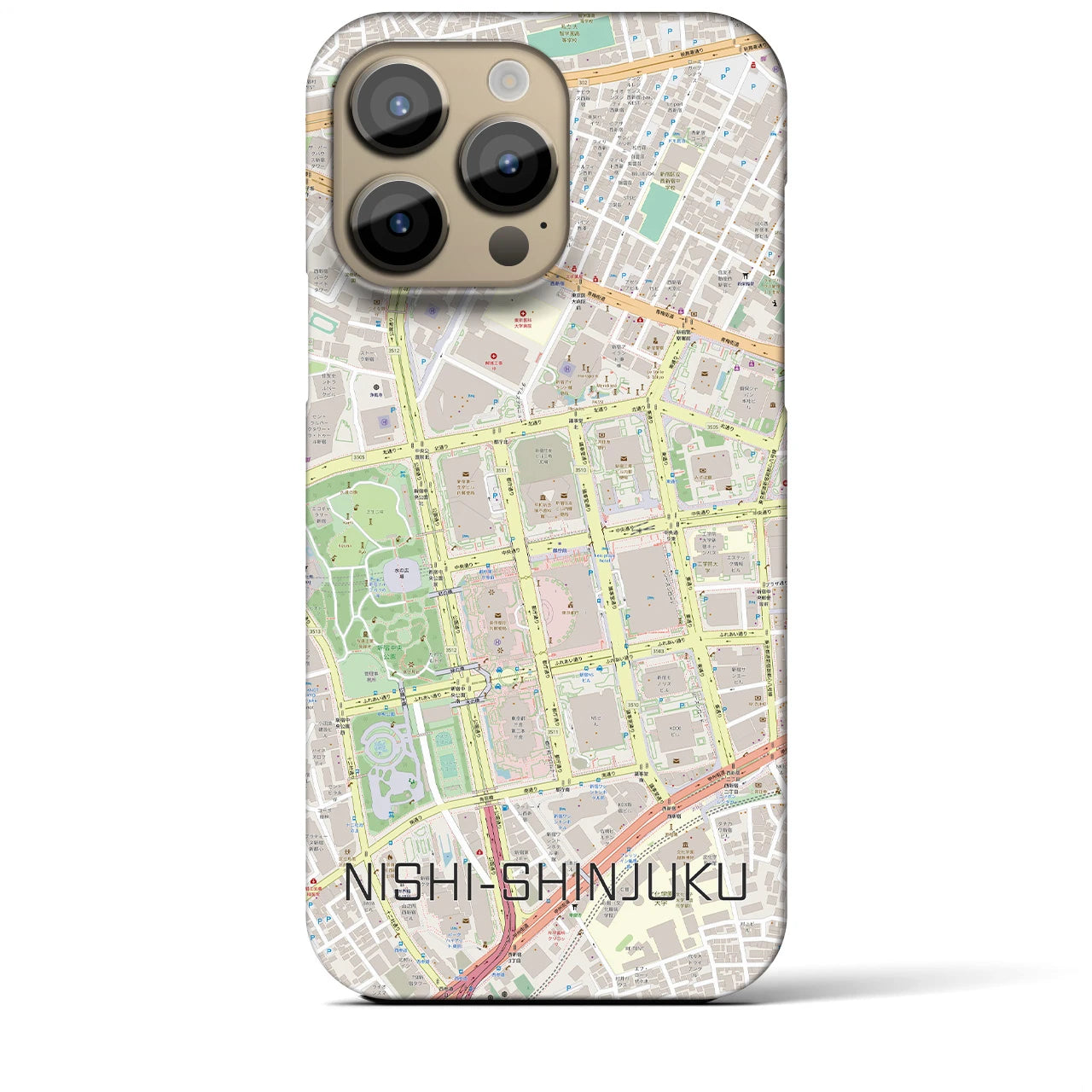 【西新宿】地図柄iPhoneケース（バックカバータイプ・ナチュラル）iPhone 14 Pro Max 用