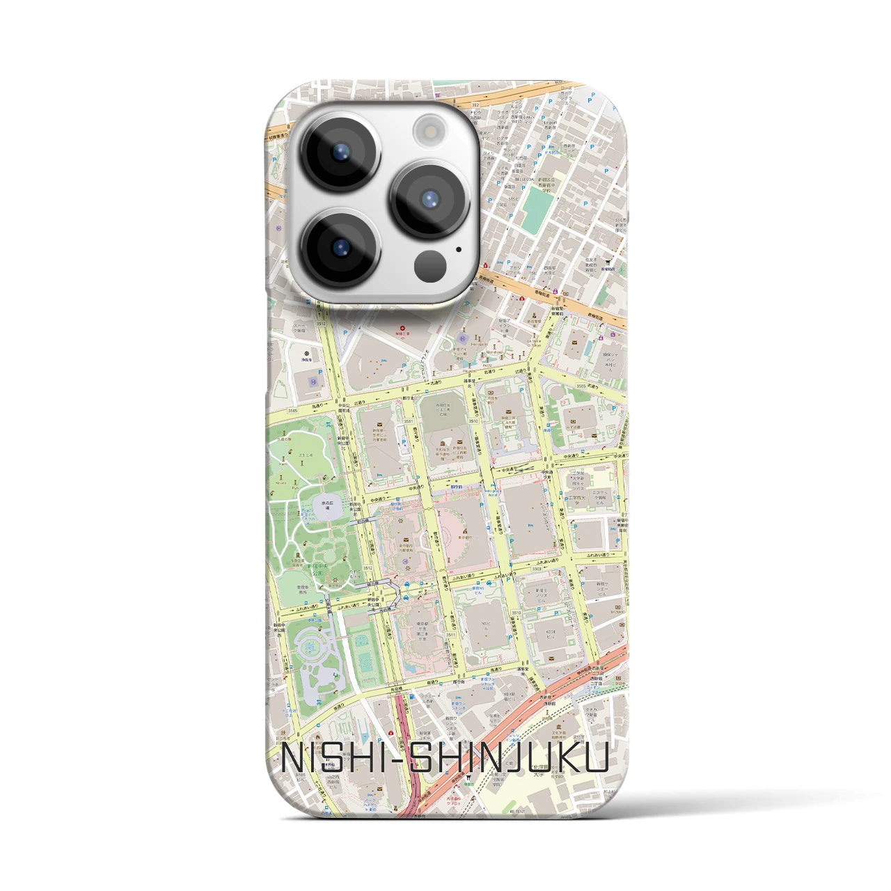 【西新宿】地図柄iPhoneケース（バックカバータイプ・ナチュラル）iPhone 14 Pro 用