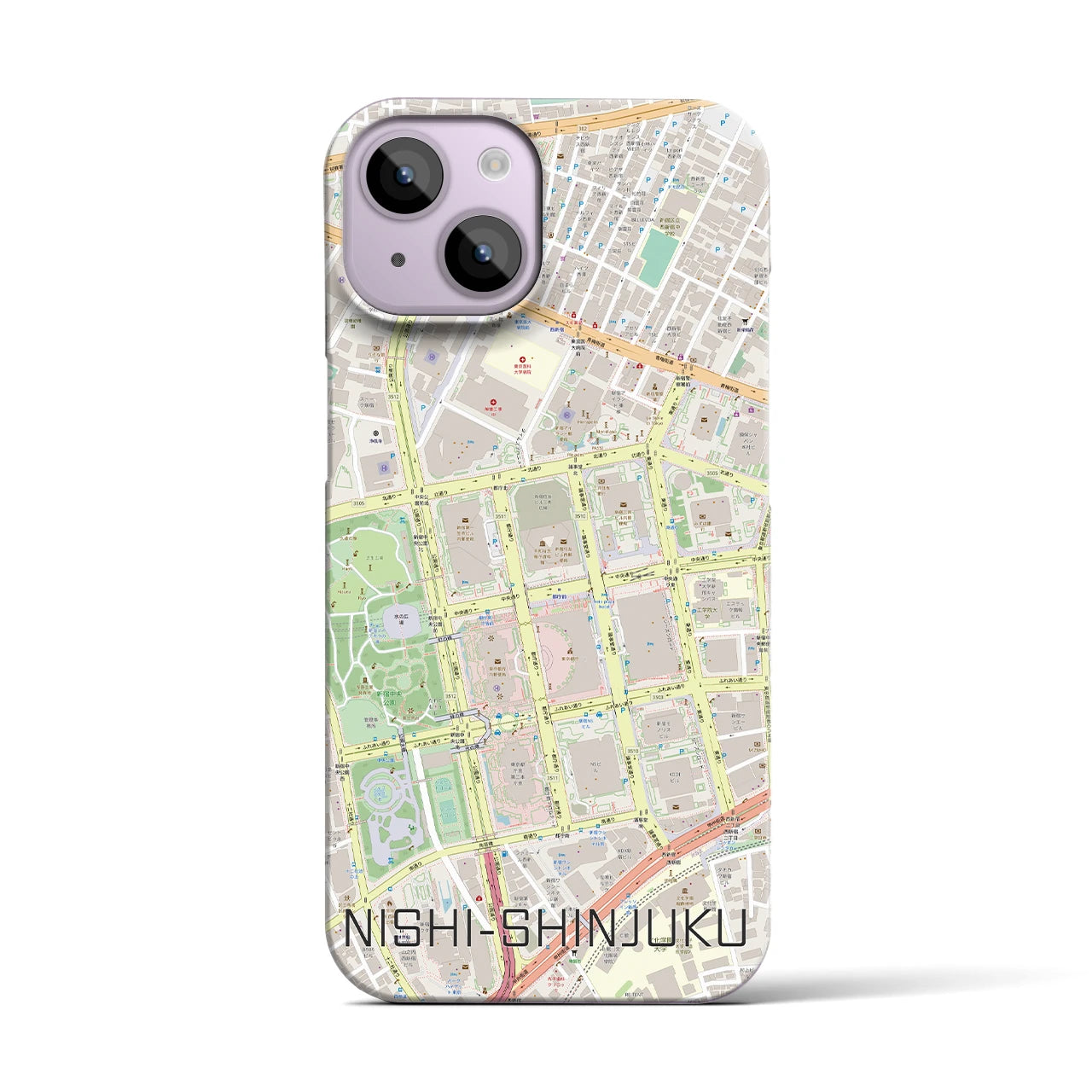 【西新宿】地図柄iPhoneケース（バックカバータイプ・ナチュラル）iPhone 14 用