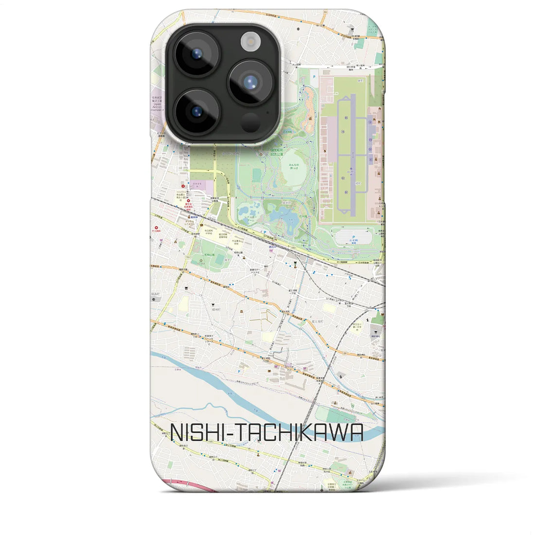 【西立川】地図柄iPhoneケース（バックカバータイプ・ナチュラル）iPhone 15 Pro Max 用