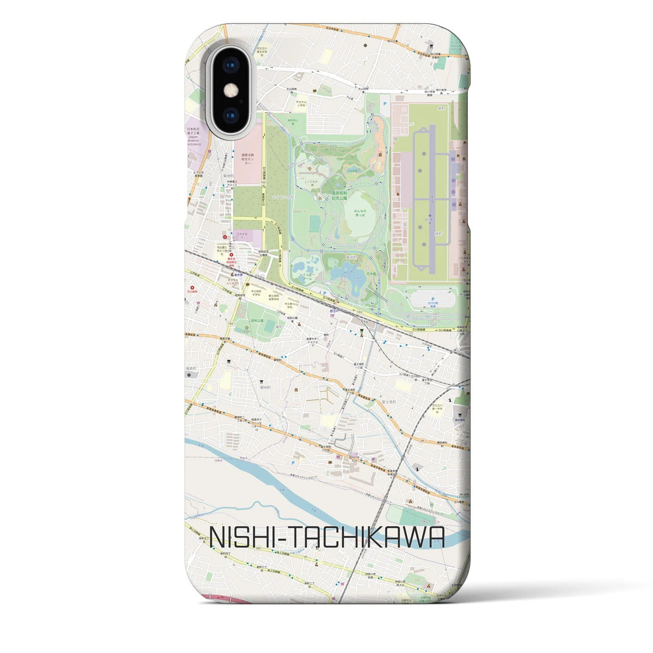 【西立川】地図柄iPhoneケース（バックカバータイプ・ナチュラル）iPhone XS Max 用