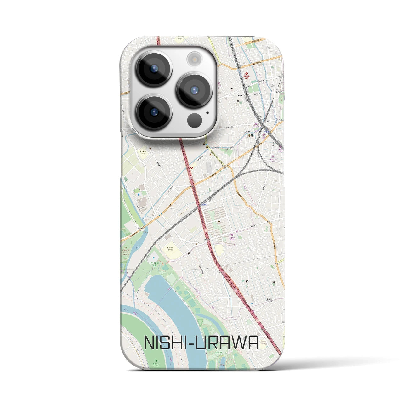 【西浦和】地図柄iPhoneケース（バックカバータイプ・ナチュラル）iPhone 14 Pro 用