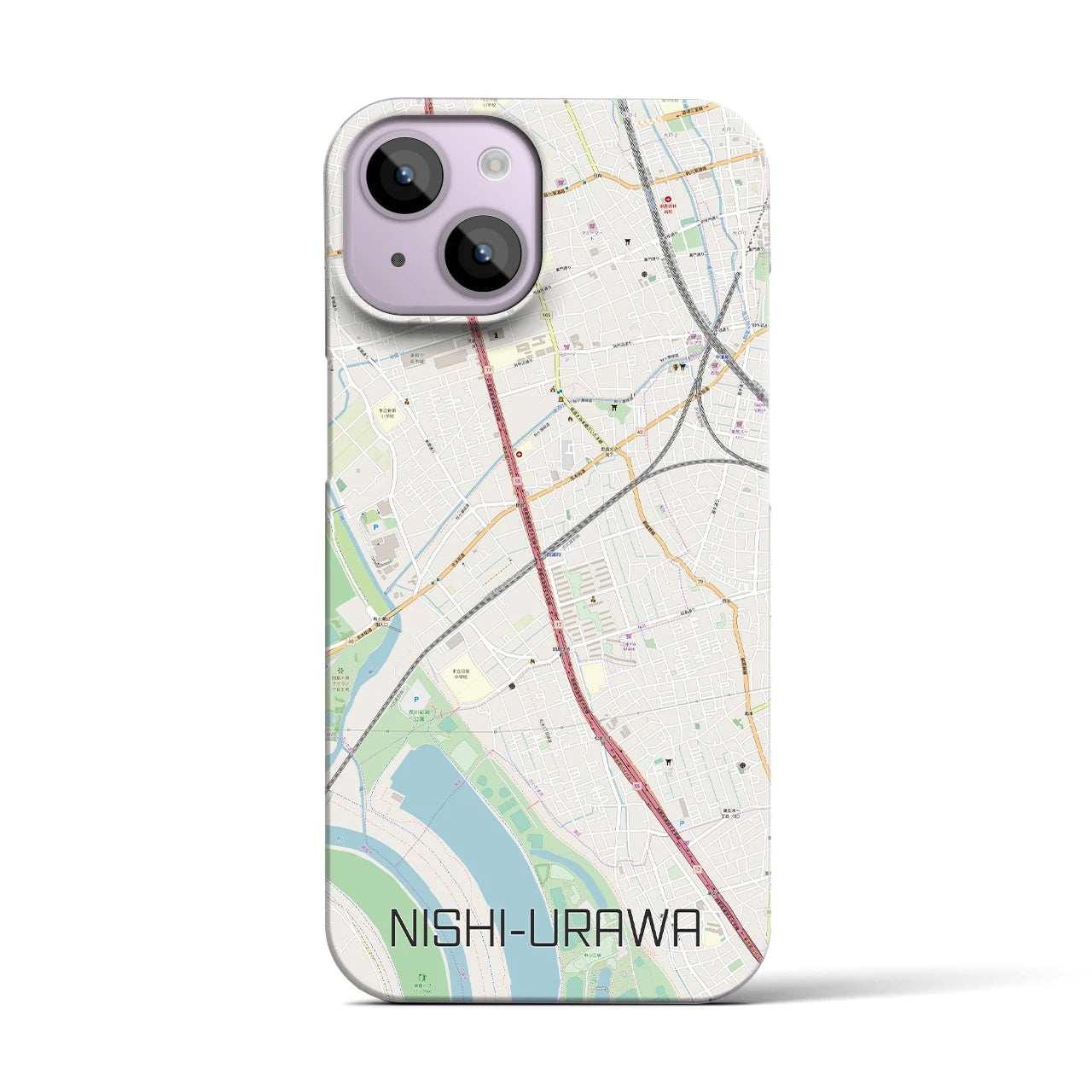 【西浦和】地図柄iPhoneケース（バックカバータイプ・ナチュラル）iPhone 14 用