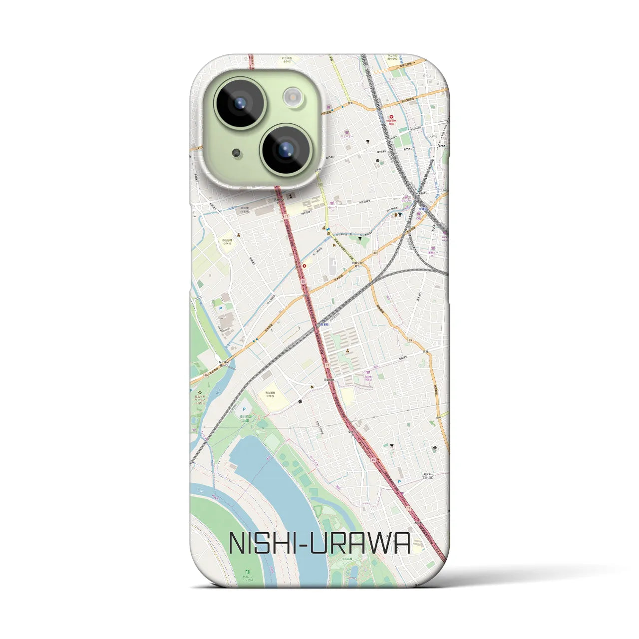 【西浦和】地図柄iPhoneケース（バックカバータイプ・ナチュラル）iPhone 15 用