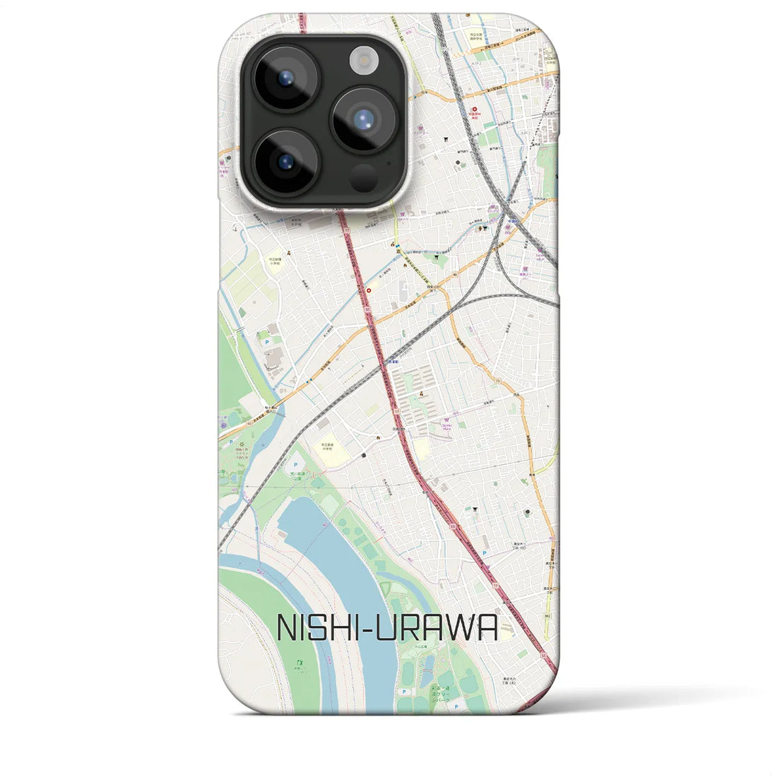 【西浦和】地図柄iPhoneケース（バックカバータイプ・ナチュラル）iPhone 15 Pro Max 用