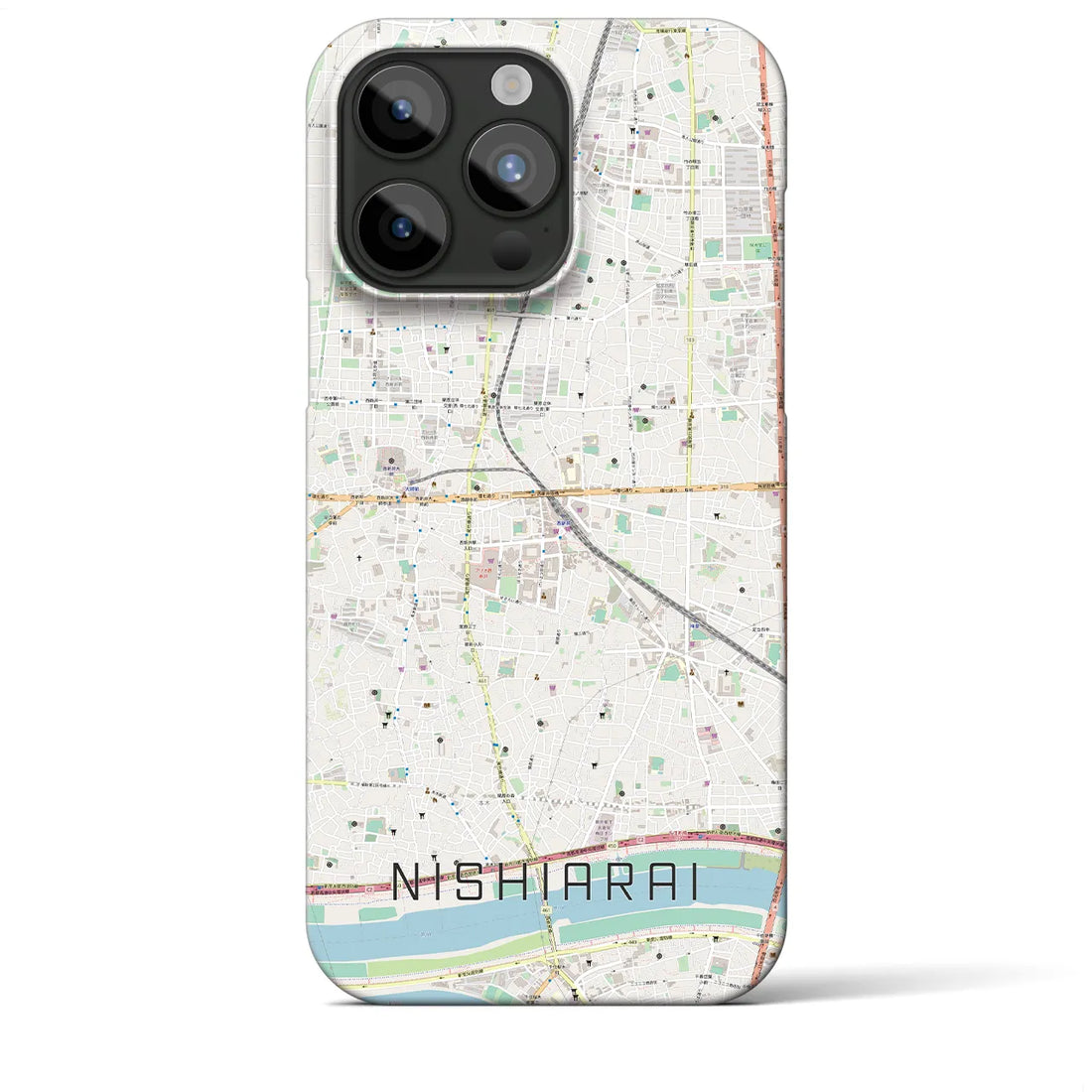 【西新井】地図柄iPhoneケース（バックカバータイプ・ナチュラル）iPhone 15 Pro Max 用