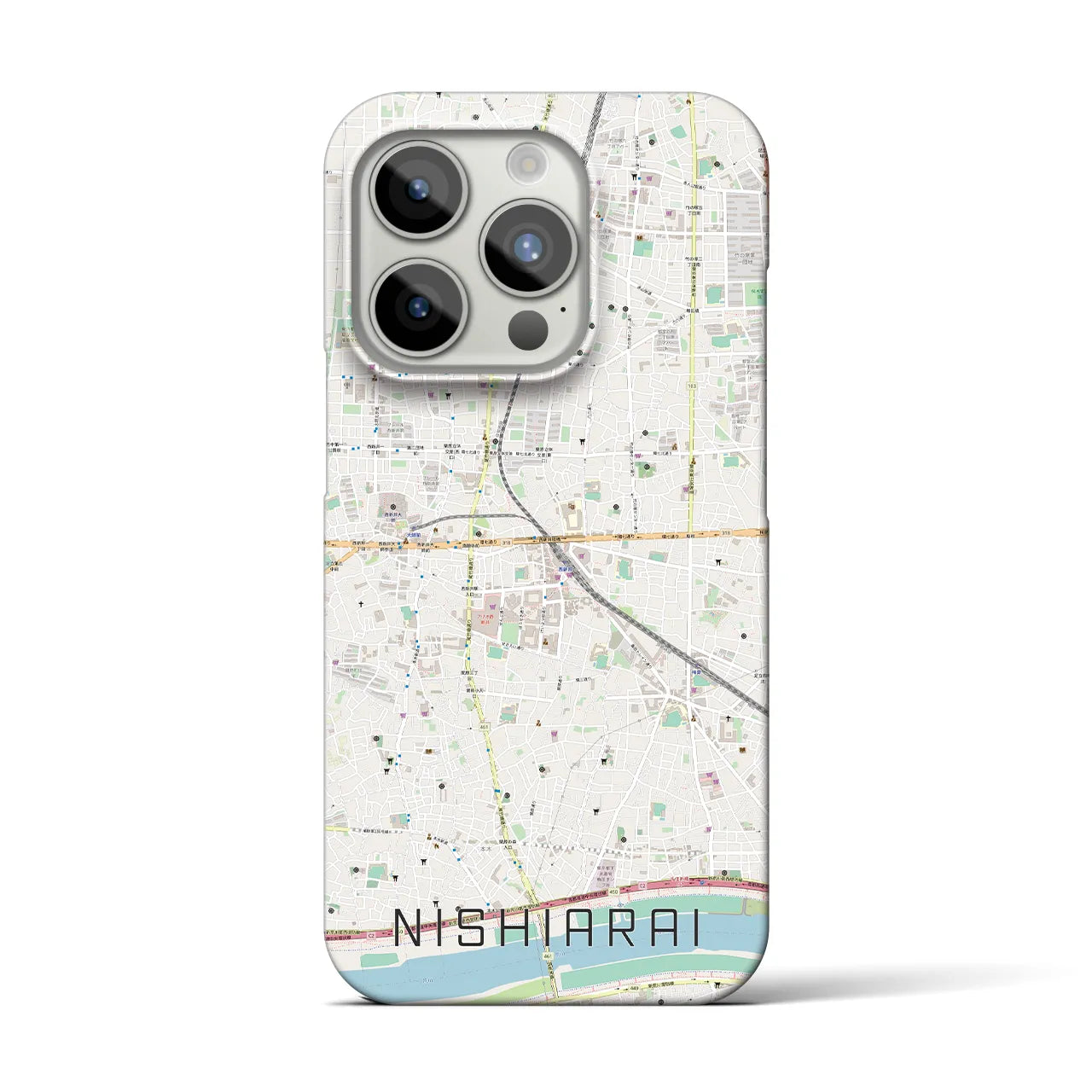 【西新井】地図柄iPhoneケース（バックカバータイプ・ナチュラル）iPhone 15 Pro 用
