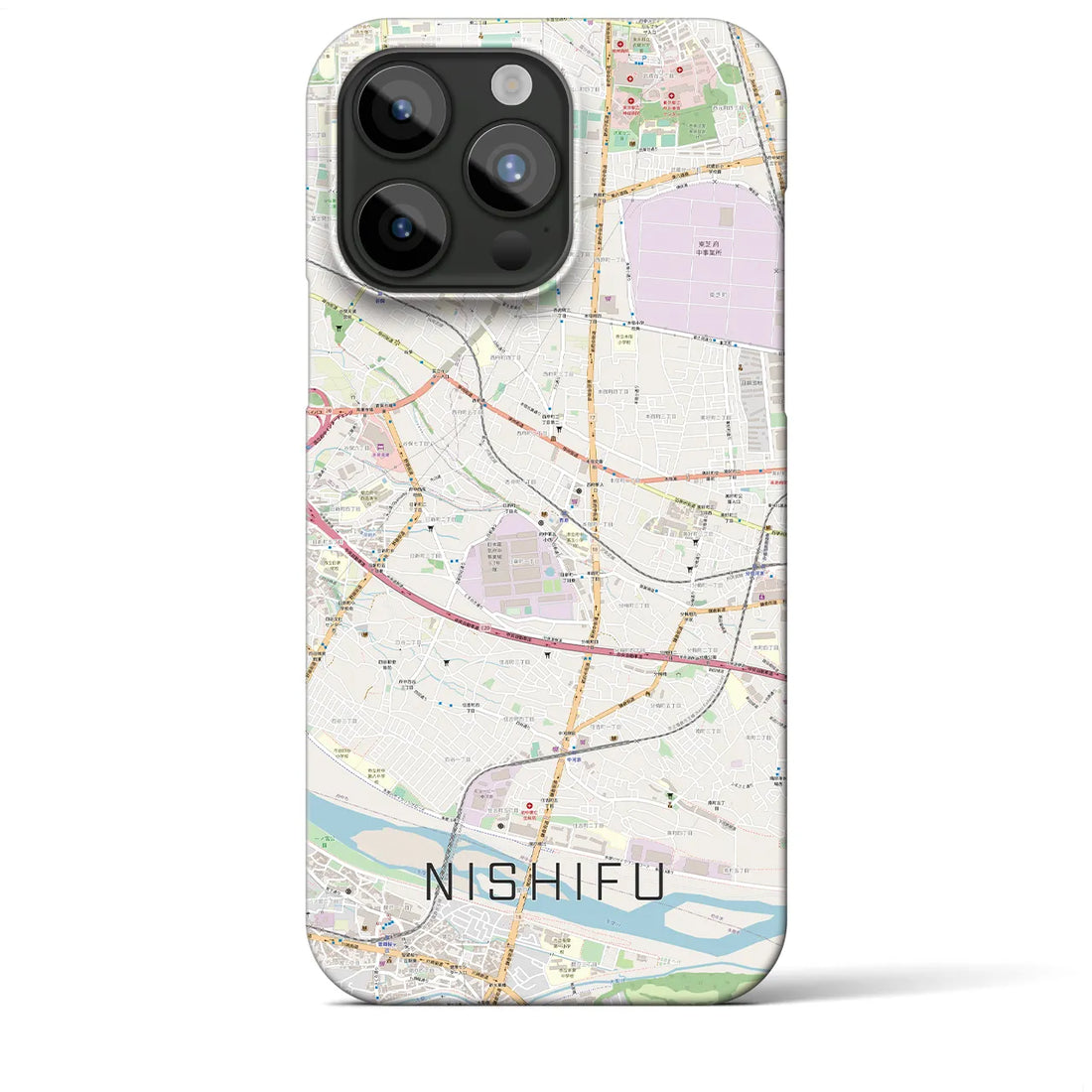 【西府】地図柄iPhoneケース（バックカバータイプ・ナチュラル）iPhone 15 Pro Max 用