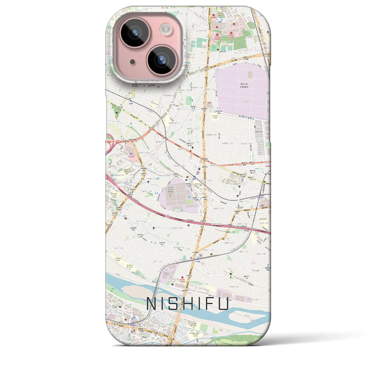【西府】地図柄iPhoneケース（バックカバータイプ・ナチュラル）iPhone 15 Plus 用