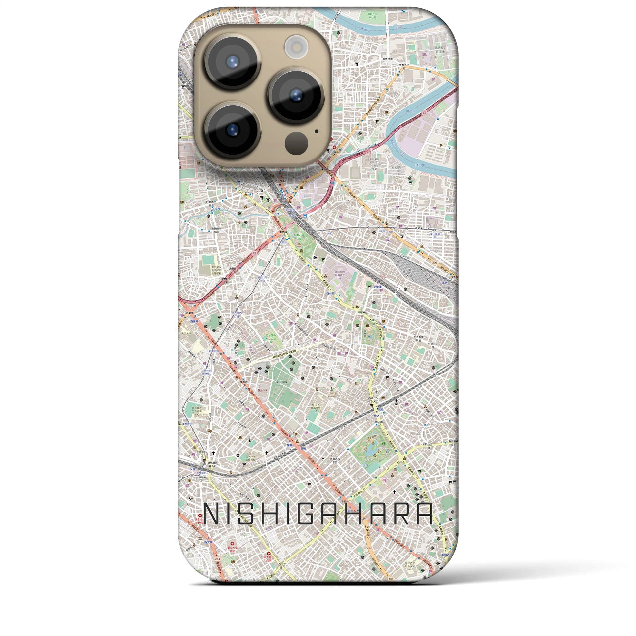 【西ケ原】地図柄iPhoneケース（バックカバータイプ・ナチュラル）iPhone 14 Pro Max 用