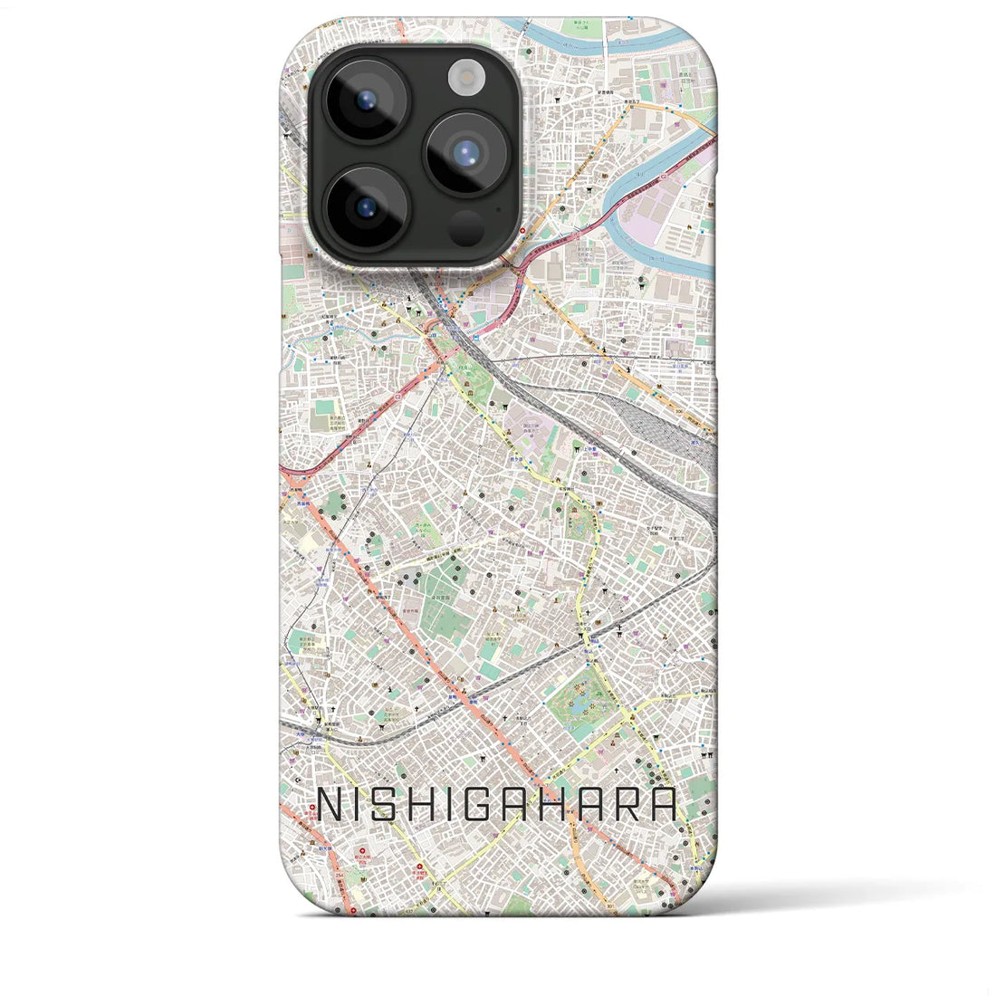 【西ケ原】地図柄iPhoneケース（バックカバータイプ・ナチュラル）iPhone 15 Pro Max 用