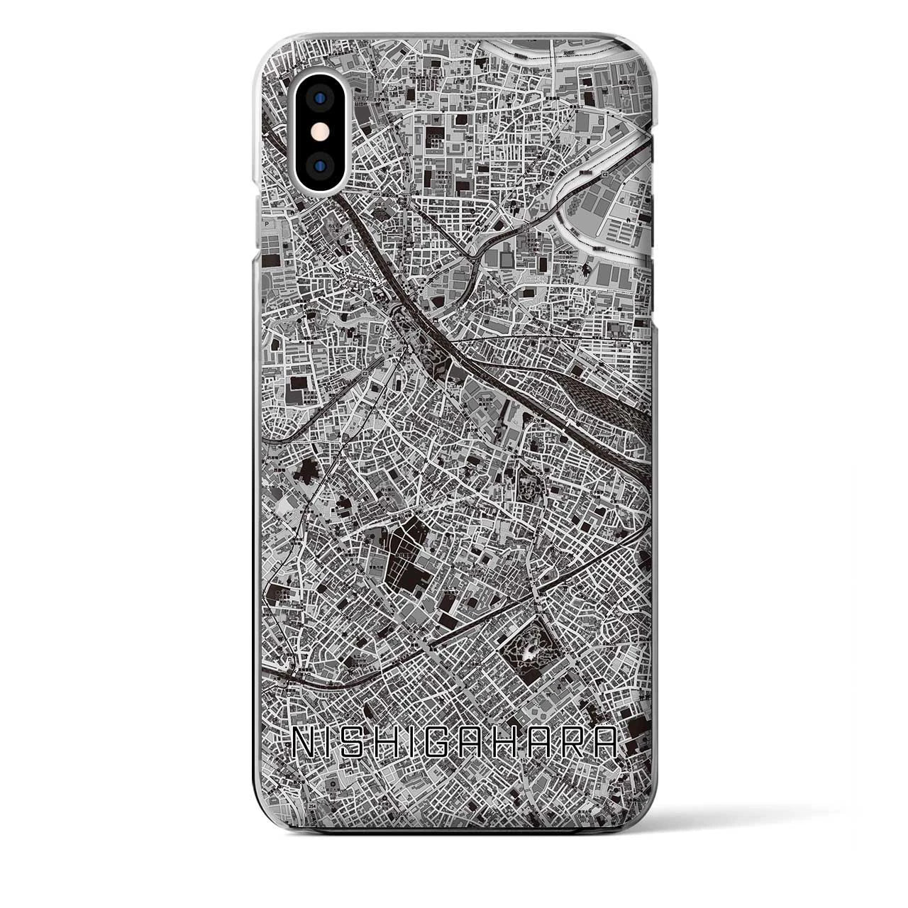 【西ケ原】地図柄iPhoneケース（クリアタイプ・モノトーン）iPhone XS Max 用