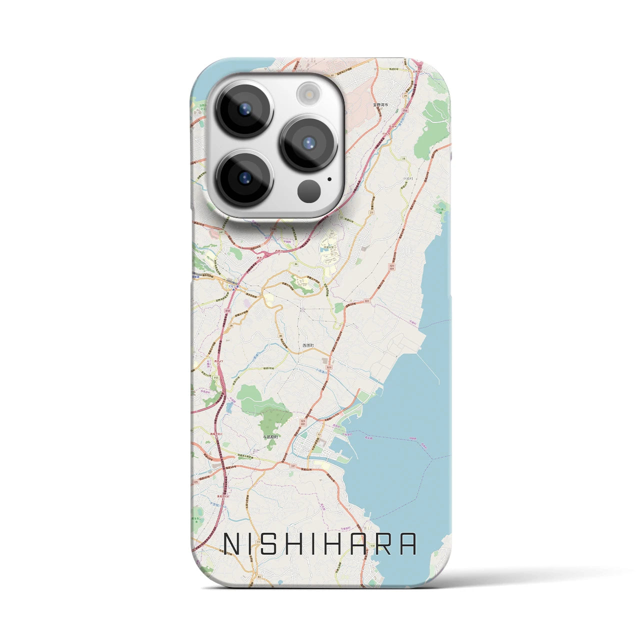 【西原】地図柄iPhoneケース（バックカバータイプ・ナチュラル）iPhone 14 Pro 用