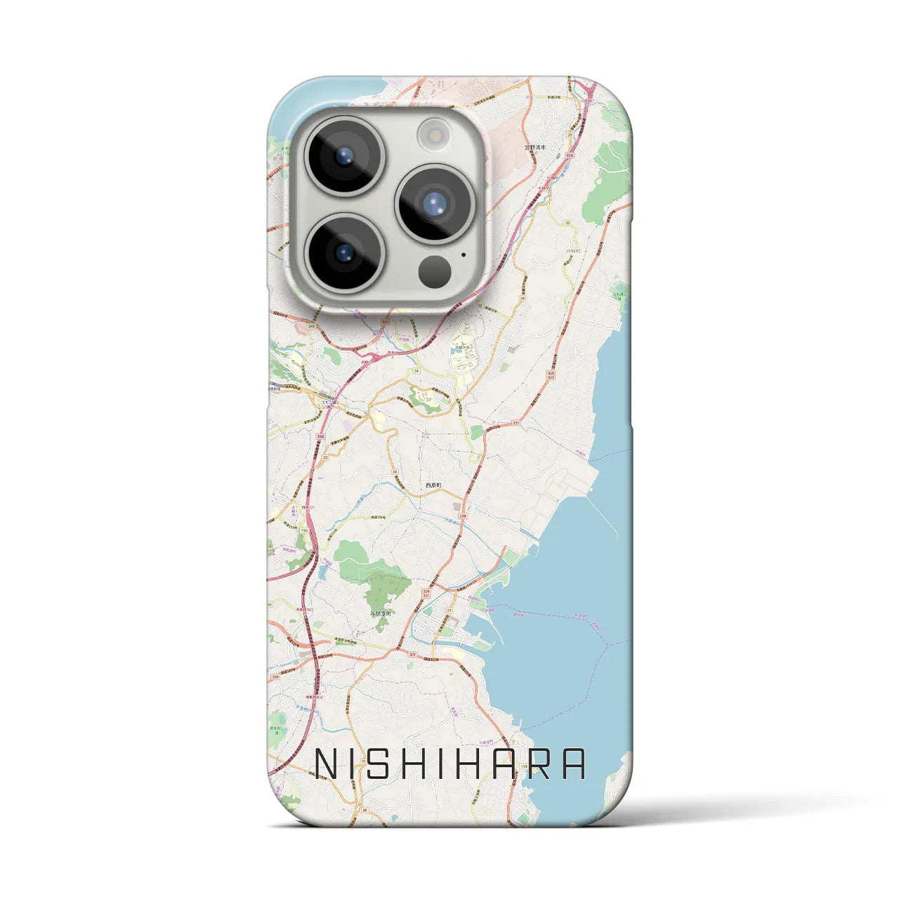 【西原】地図柄iPhoneケース（バックカバータイプ・ナチュラル）iPhone 15 Pro 用