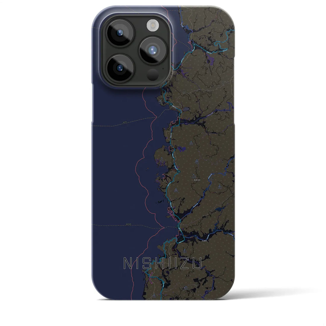 【西伊豆2】地図柄iPhoneケース（バックカバータイプ・ブラック）iPhone 15 Pro Max 用