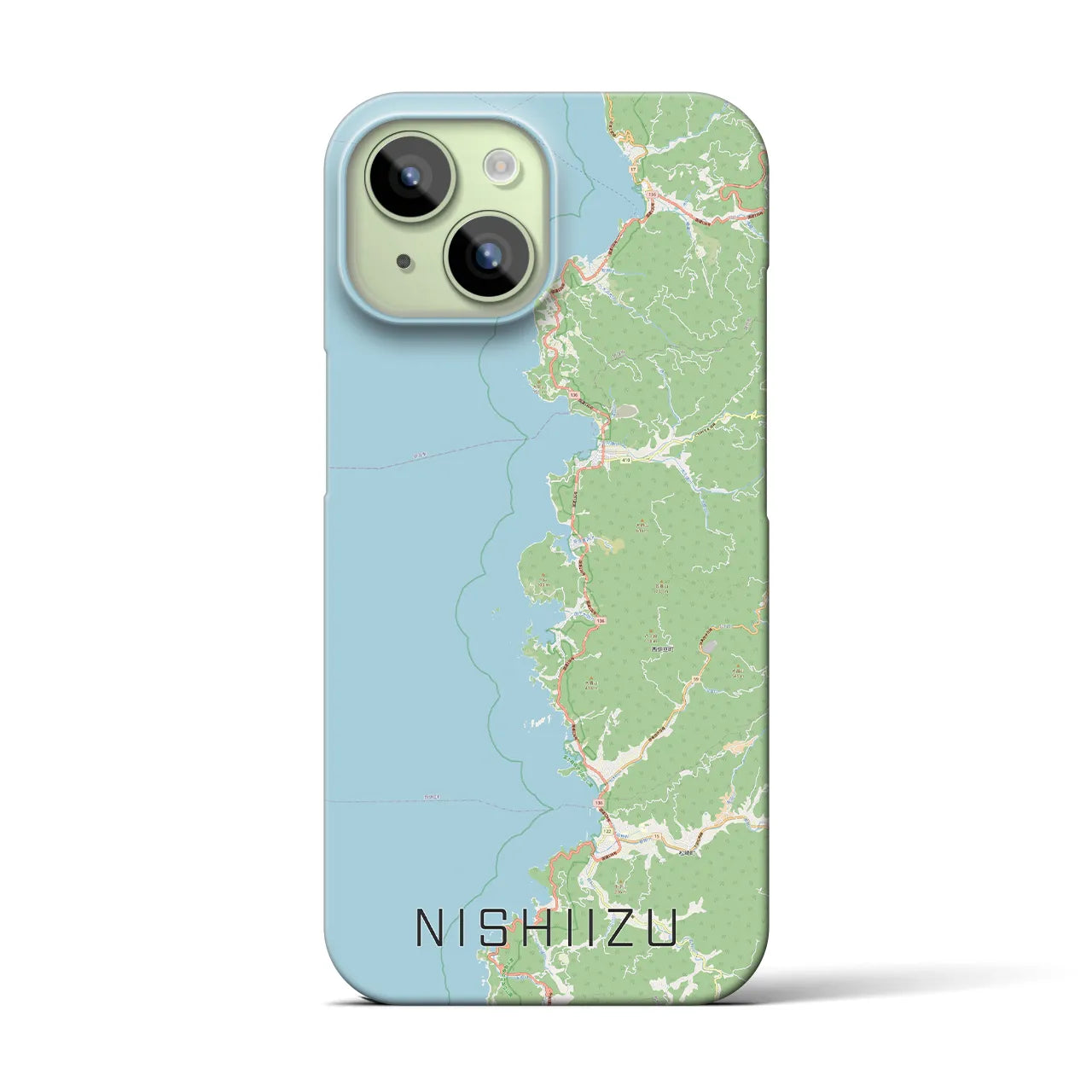 【西伊豆2】地図柄iPhoneケース（バックカバータイプ・ナチュラル）iPhone 15 用