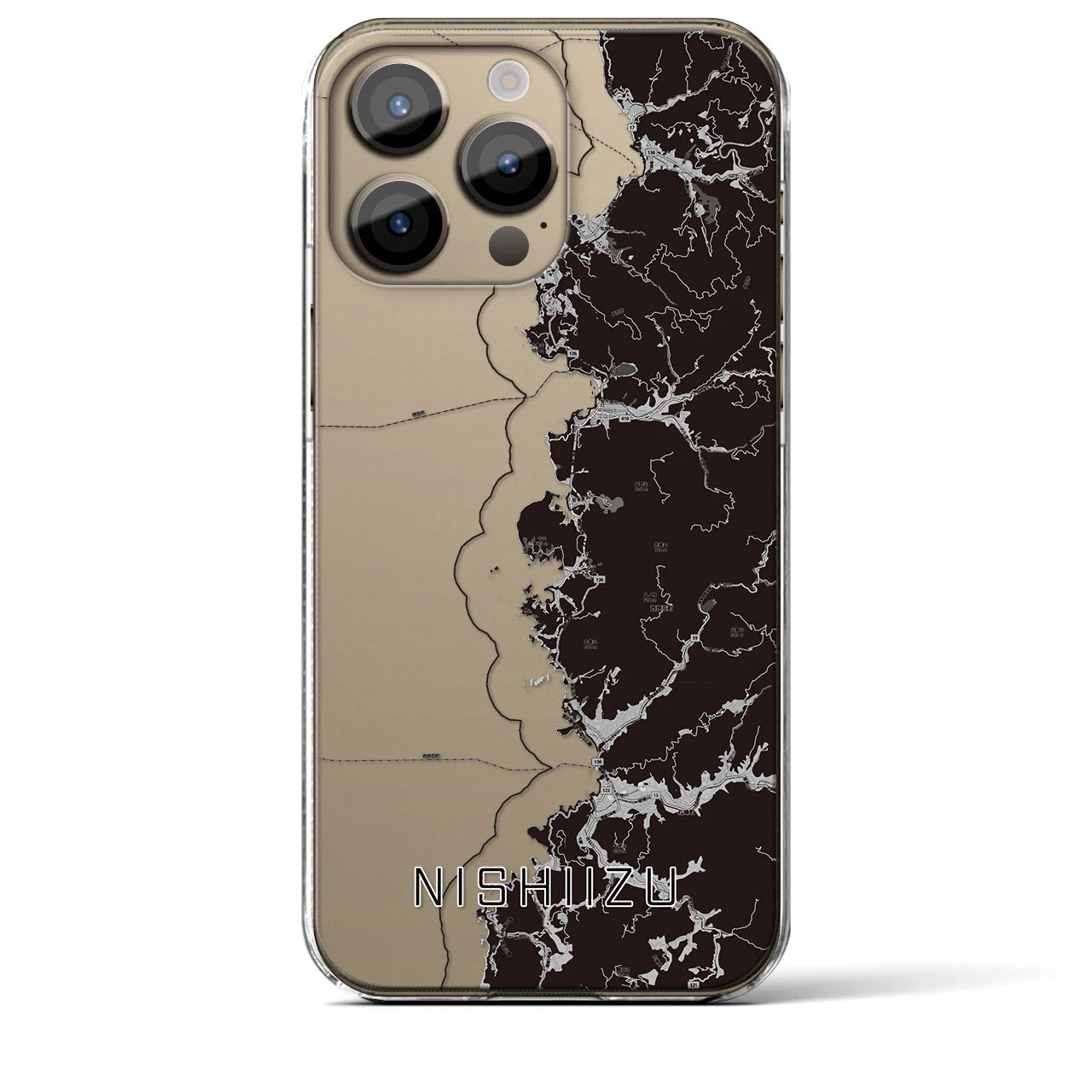 【西伊豆2】地図柄iPhoneケース（クリアタイプ・モノトーン）iPhone 14 Pro Max 用