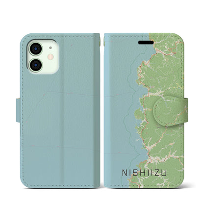 【西伊豆2（静岡県）】地図柄iPhoneケース（手帳タイプ）ナチュラル・iPhone 12 mini 用