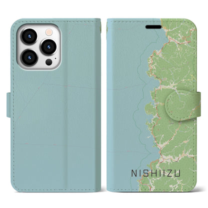 【西伊豆2（静岡県）】地図柄iPhoneケース（手帳タイプ）ナチュラル・iPhone 13 Pro 用