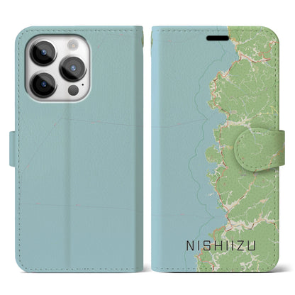 【西伊豆2（静岡県）】地図柄iPhoneケース（手帳タイプ）ナチュラル・iPhone 14 Pro 用