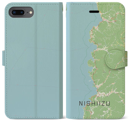 【西伊豆2（静岡県）】地図柄iPhoneケース（手帳タイプ）ナチュラル・iPhone 8Plus /7Plus / 6sPlus / 6Plus 用