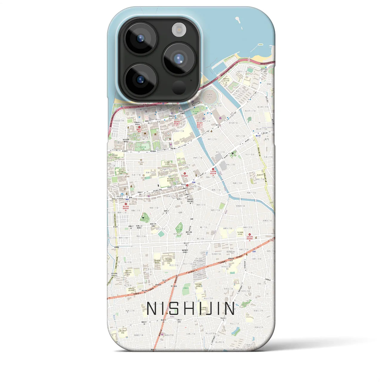 【西新】地図柄iPhoneケース（バックカバータイプ・ナチュラル）iPhone 15 Pro Max 用