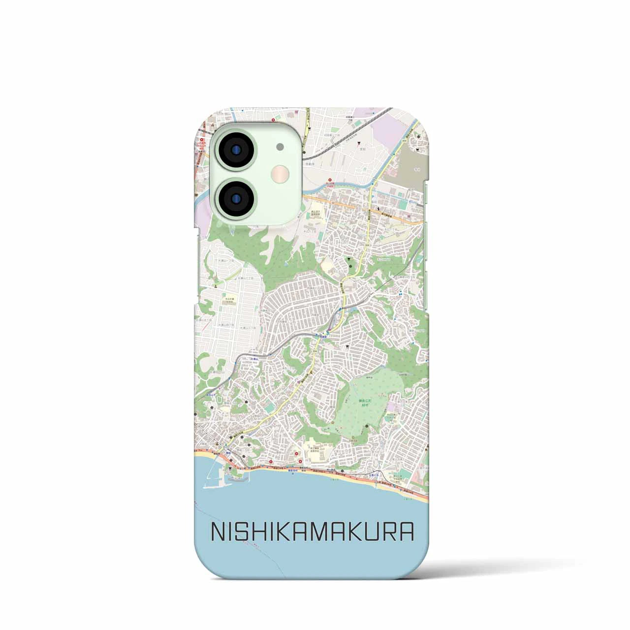 【西鎌倉】地図柄iPhoneケース（バックカバータイプ・ナチュラル）iPhone 12 mini 用
