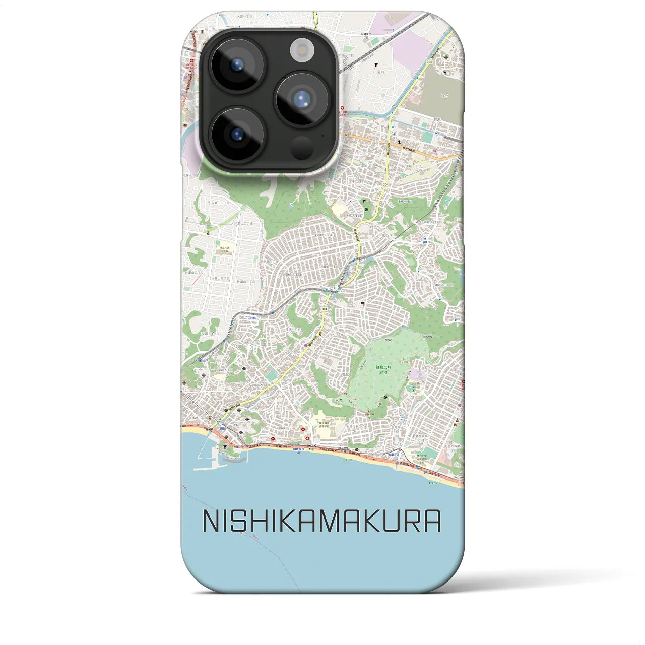 【西鎌倉】地図柄iPhoneケース（バックカバータイプ・ナチュラル）iPhone 15 Pro Max 用