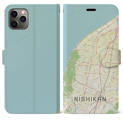 【西蒲（新潟県）】地図柄iPhoneケース（手帳タイプ）ナチュラル・iPhone 11 Pro Max 用