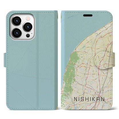 【西蒲（新潟県）】地図柄iPhoneケース（手帳タイプ）ナチュラル・iPhone 13 Pro 用