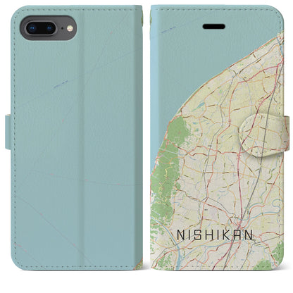 【西蒲（新潟県）】地図柄iPhoneケース（手帳タイプ）ナチュラル・iPhone 8Plus /7Plus / 6sPlus / 6Plus 用