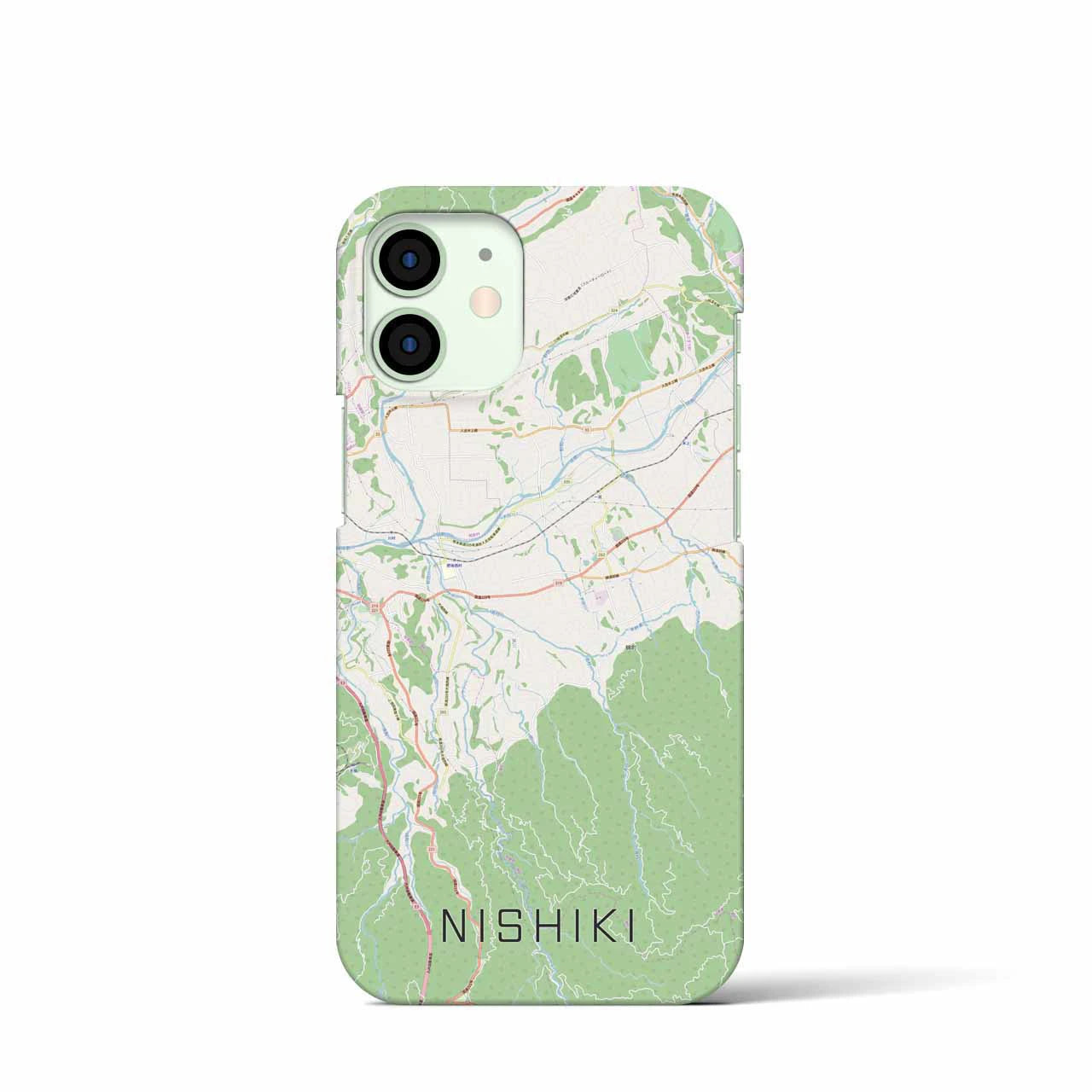 【錦】地図柄iPhoneケース（バックカバータイプ・ナチュラル）iPhone 12 mini 用