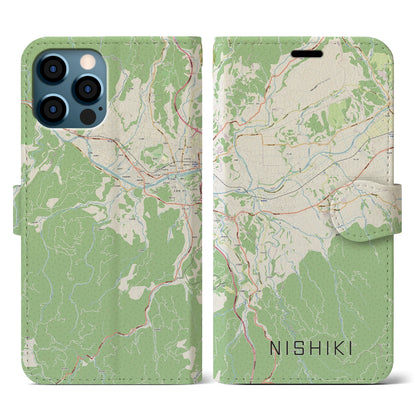 【錦（熊本県）】地図柄iPhoneケース（手帳タイプ）ナチュラル・iPhone 12 / 12 Pro 用