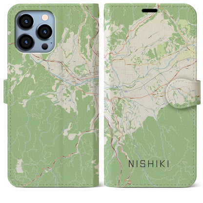 【錦（熊本県）】地図柄iPhoneケース（手帳タイプ）ナチュラル・iPhone 13 Pro Max 用