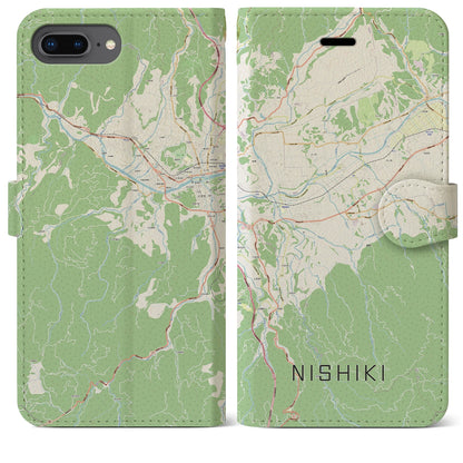 【錦（熊本県）】地図柄iPhoneケース（手帳タイプ）ナチュラル・iPhone 8Plus /7Plus / 6sPlus / 6Plus 用