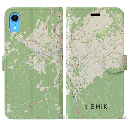 【錦（熊本県）】地図柄iPhoneケース（手帳タイプ）ナチュラル・iPhone XR 用