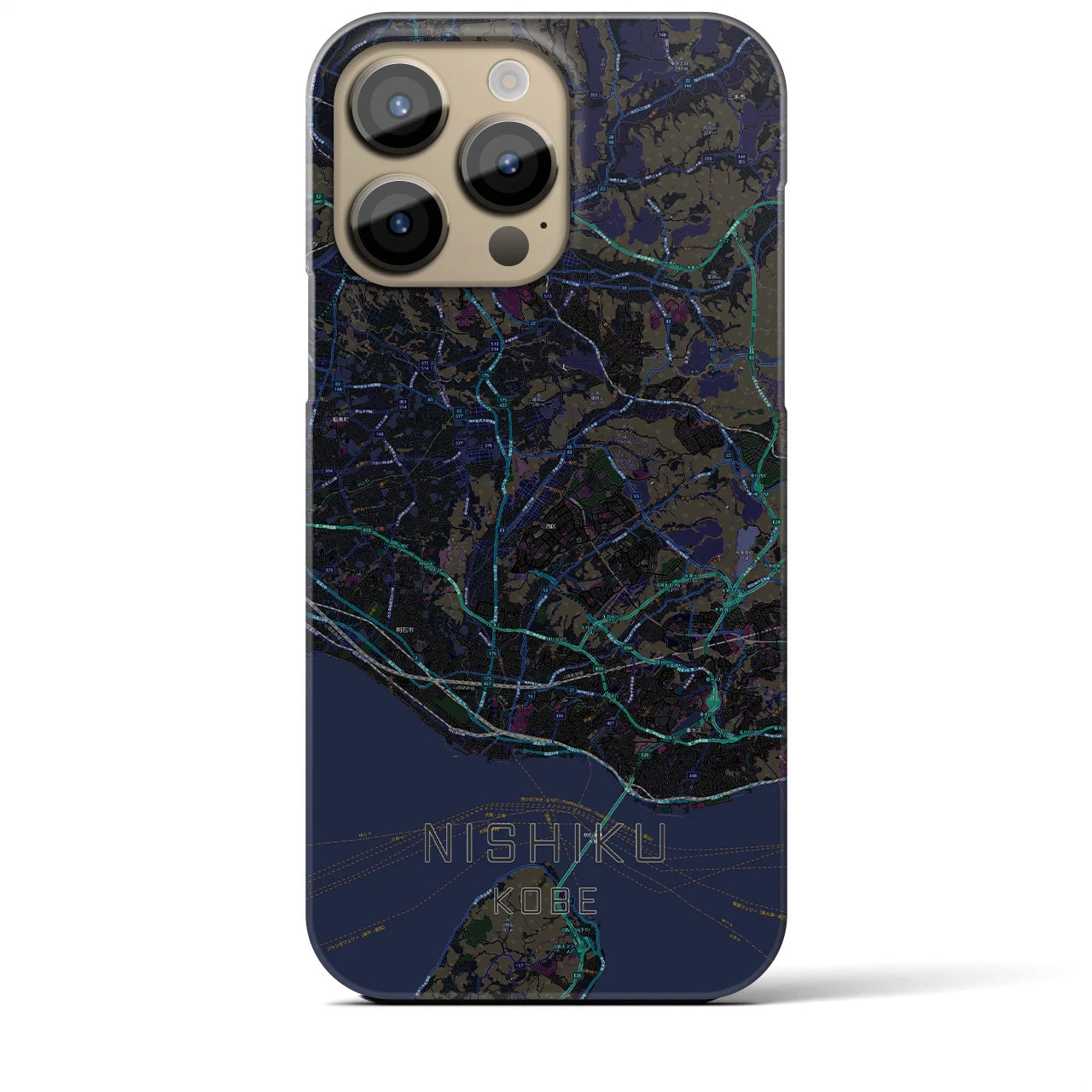 【西区（神戸市）】地図柄iPhoneケース（バックカバータイプ・ブラック）iPhone 14 Pro Max 用