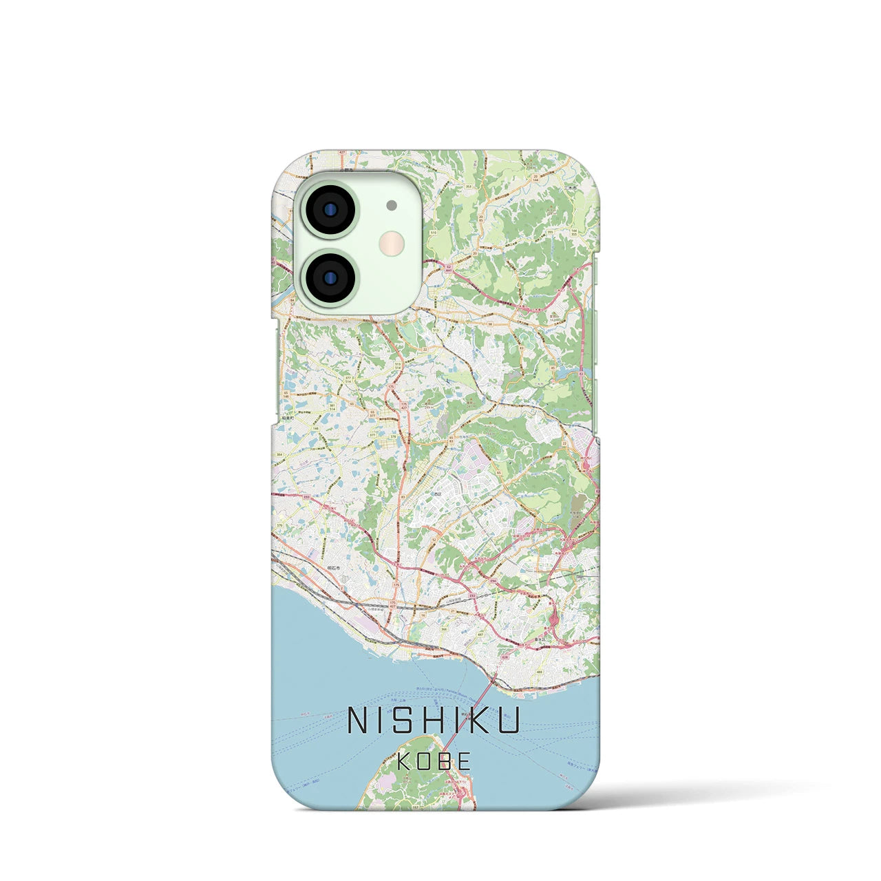 【西区（神戸市）】地図柄iPhoneケース（バックカバータイプ・ナチュラル）iPhone 12 mini 用