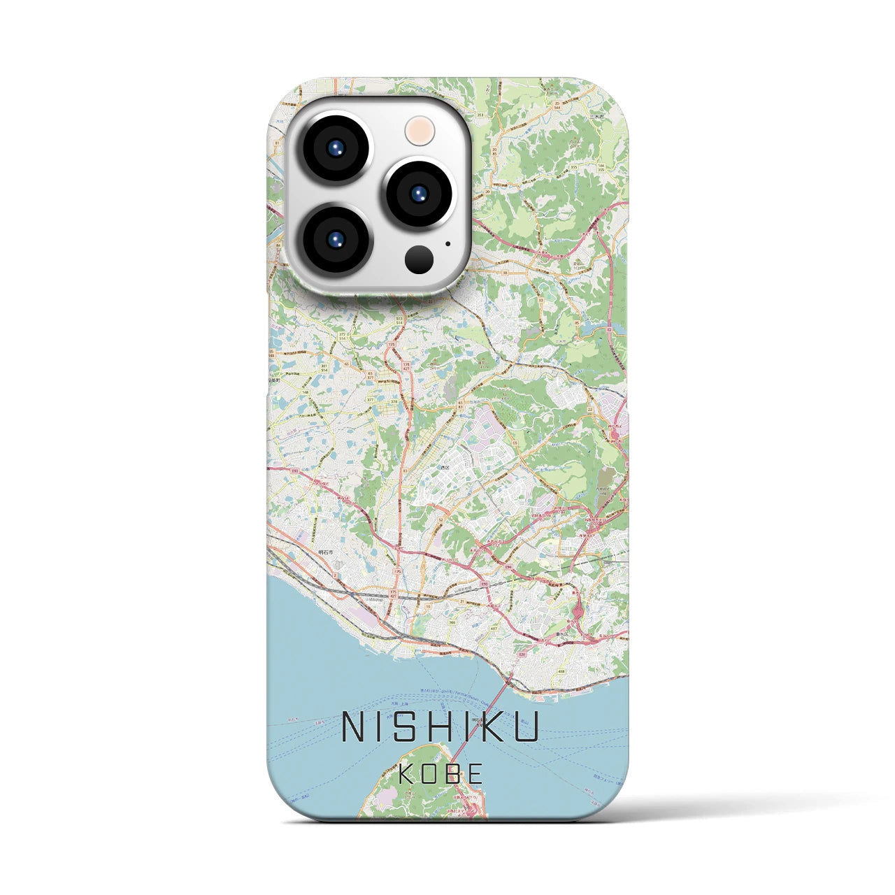 【西区（神戸市）】地図柄iPhoneケース（バックカバータイプ・ナチュラル）iPhone 13 Pro 用
