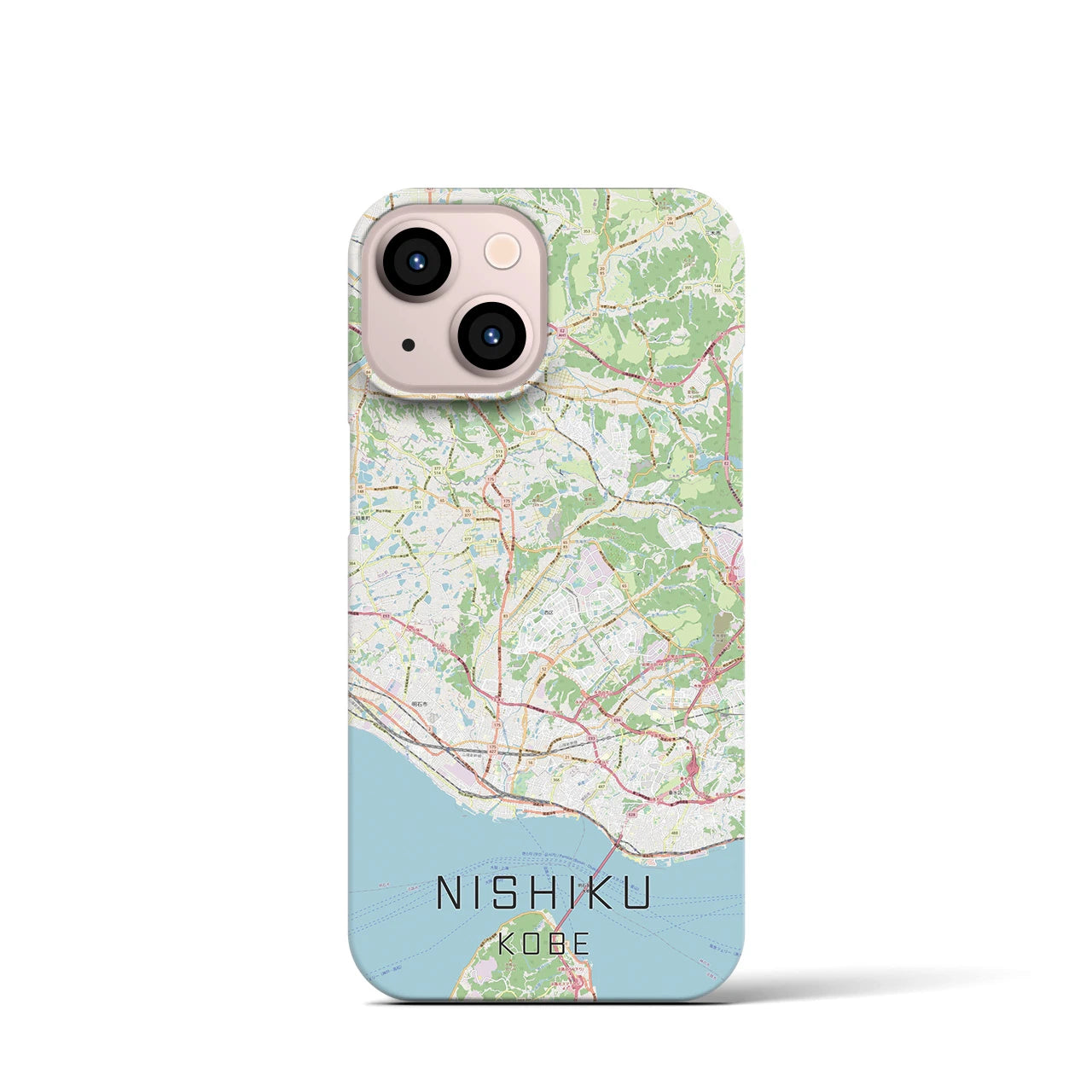 【西区（神戸市）】地図柄iPhoneケース（バックカバータイプ・ナチュラル）iPhone 13 mini 用