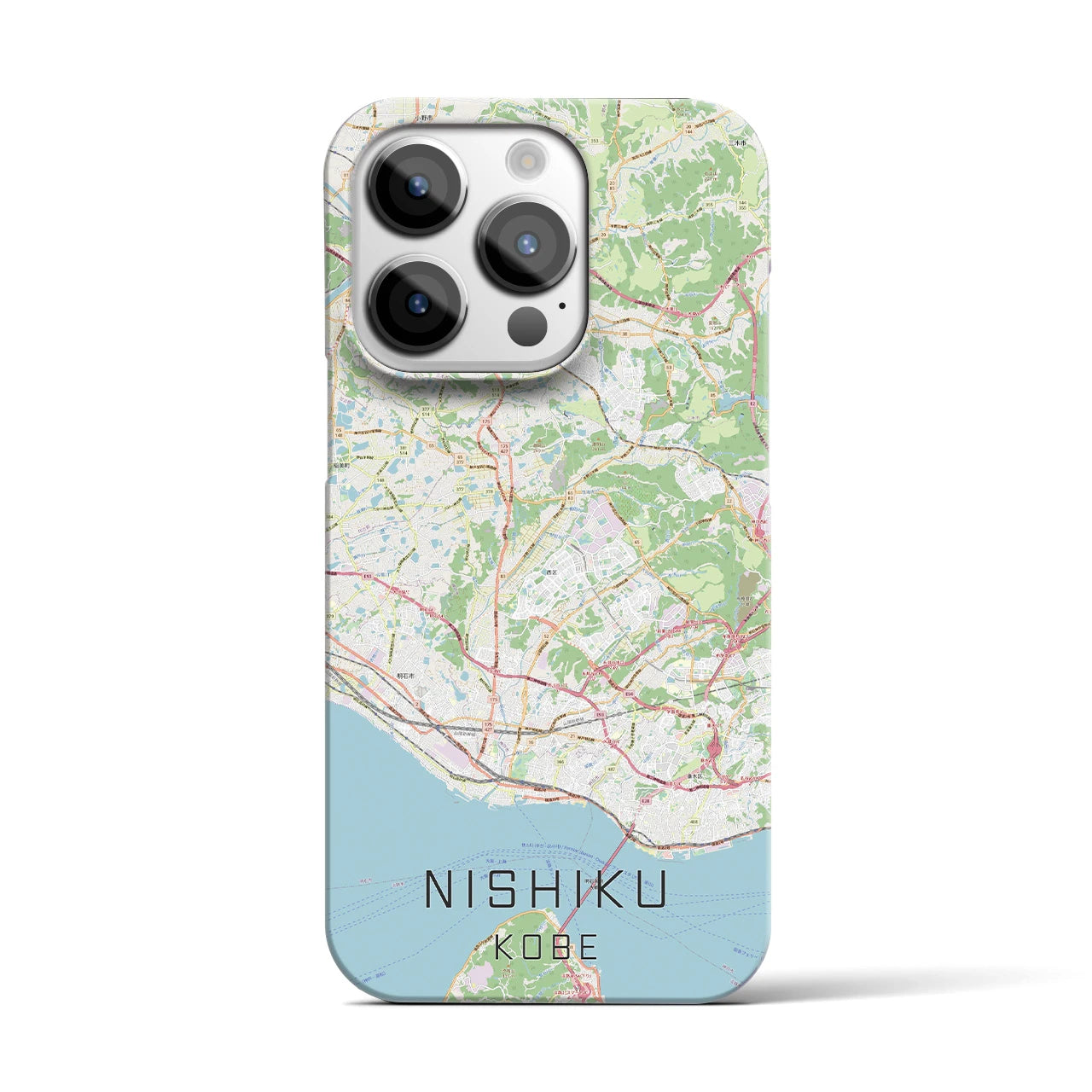 【西区（神戸市）】地図柄iPhoneケース（バックカバータイプ・ナチュラル）iPhone 14 Pro 用