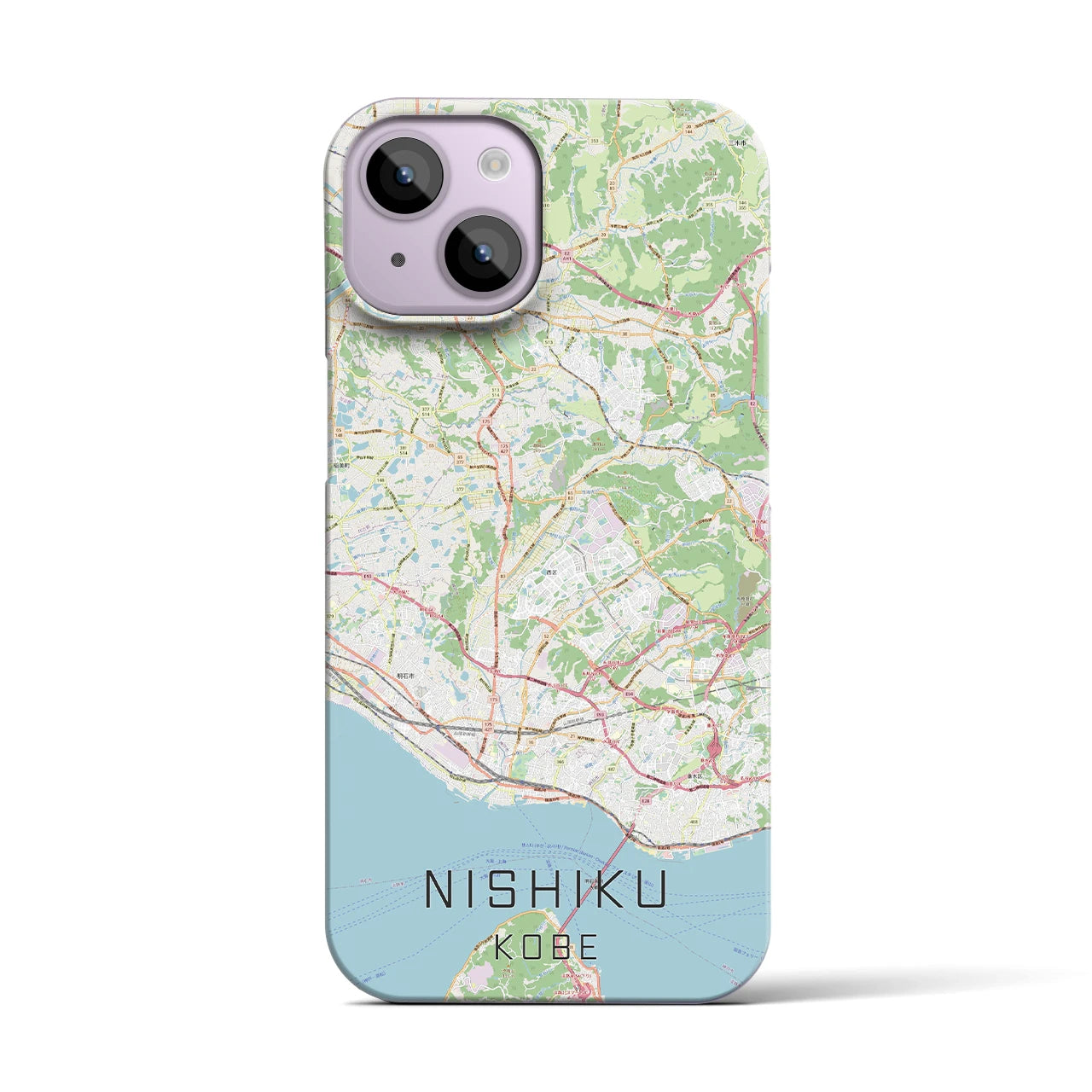 【西区（神戸市）】地図柄iPhoneケース（バックカバータイプ・ナチュラル）iPhone 14 用