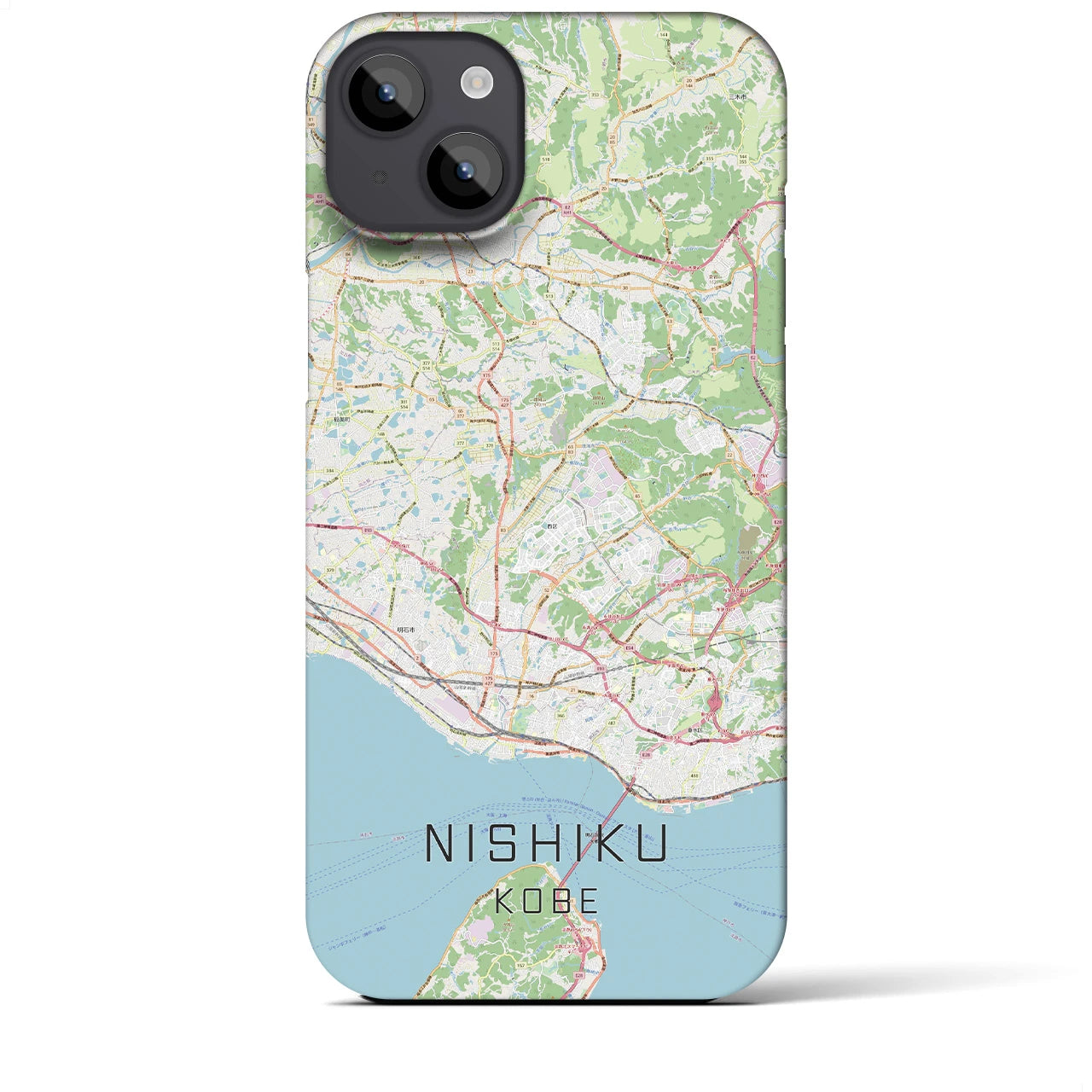 【西区（神戸市）】地図柄iPhoneケース（バックカバータイプ・ナチュラル）iPhone 14 Plus 用